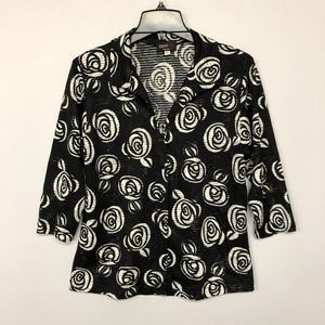 Andria Lieu Women 3/4 Sleeve Button Down Blouse Shirt Top Size Large M081- 29